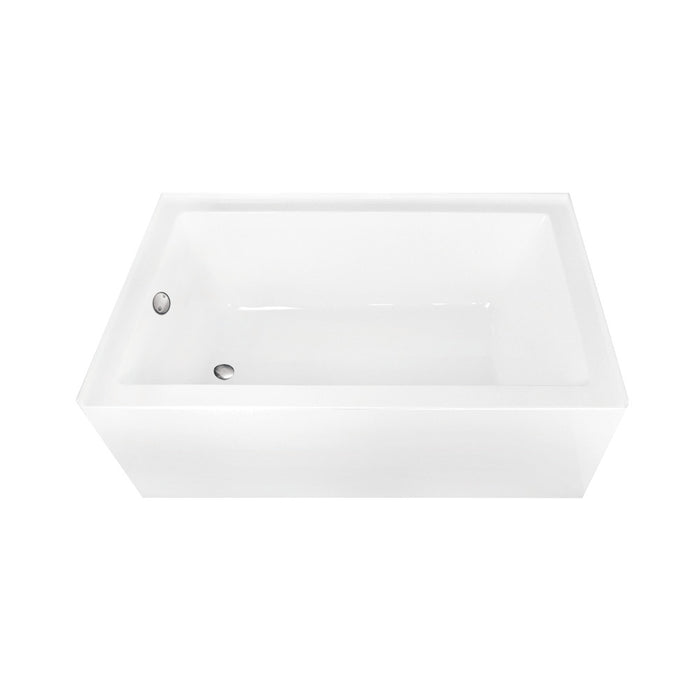 Aqua Eden CVTAP603622L8 60" Acrylic Rectangular 3-Wall Alcove Tub Combo with Waste and Overflow Drain (Left Hand Drain), Glossy White/Brushed Nickel