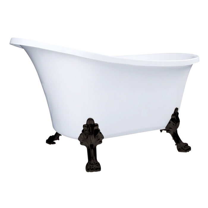 Aqua Eden VTND512824WAC0 51" Acrylic Oval Double Slipper Clawfoot Tub (No Faucet Drillings), Glossy White/Matte Black