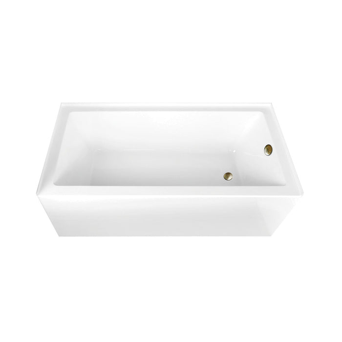Aqua Eden CVTAP663222R3 66" Acrylic Rectangular 3-Wall Alcove Tub Combo with Waste and Overflow Drain (Right Hand Drain), Glossy White/Antique Brass