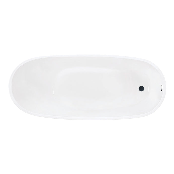 Kingston Brass VTRS632927C310 63" Acrylic Oval Single Slipper Freestanding Tub with Drain, Glossy White/Matte Black