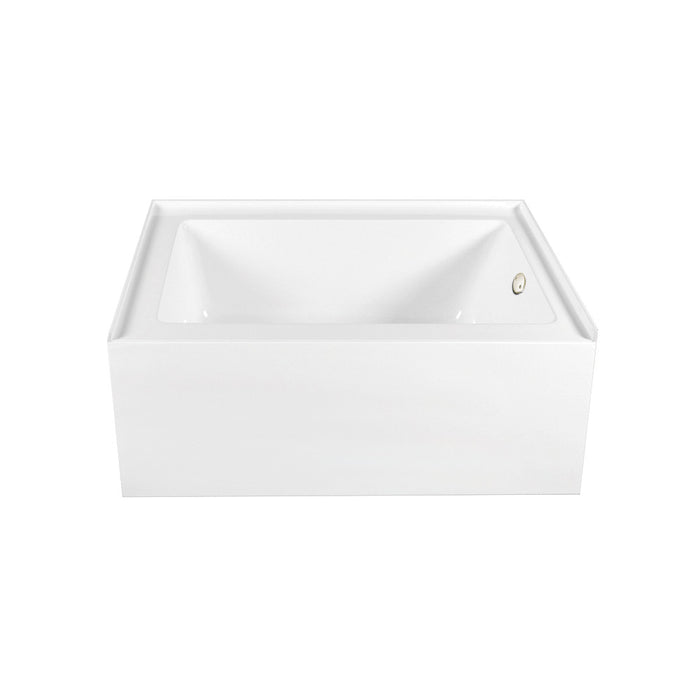 Aqua Eden CVTAP603222R6 60" Acrylic Rectangular 3-Wall Alcove Tub Combo with Waste and Overflow Drain (Right Hand Drain), Glossy White/Polished Nickel
