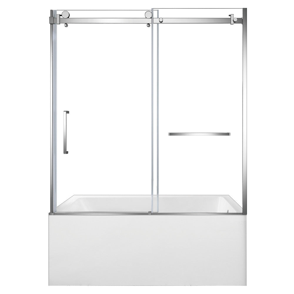 Kingston Brass KVTAP603622R1 60" Acrylic Rectangular 3-Wall Alcove Tub Combo with Tub Door (Right Hand Drain), White/Polished Chrome
