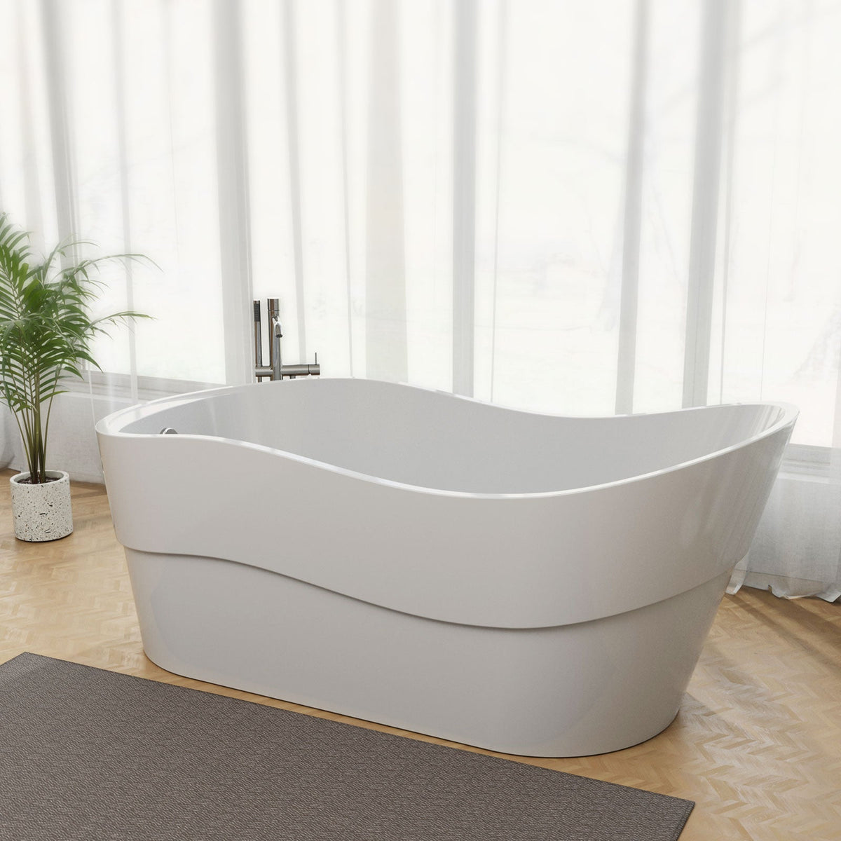 Empava 67FT1527 67" Freestanding Soaking Tub with Left Drain