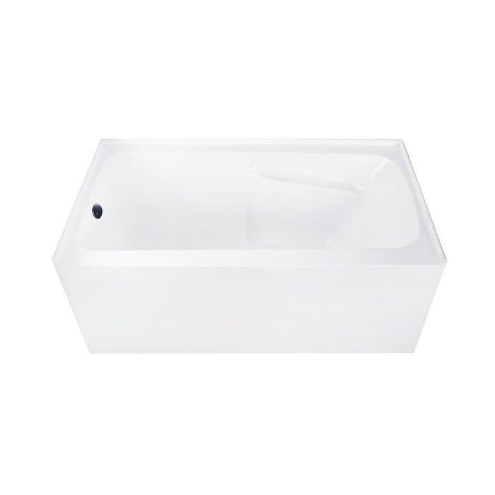 Aqua Eden CVTAP543023L0 54" Acrylic Rectangular 3-Wall Alcove Tub Combo with Armrests, Left Drain, Glossy White/Matte Black