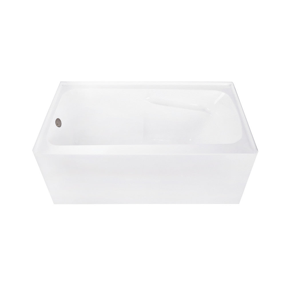 Aqua Eden CVTAP543023L5 54" Acrylic Rectangular 3-Wall Alcove Tub Combo with Armrests and Waste and Overflow Drain (Left Hand Drain), Glossy White/Oil Rubbed Bronze