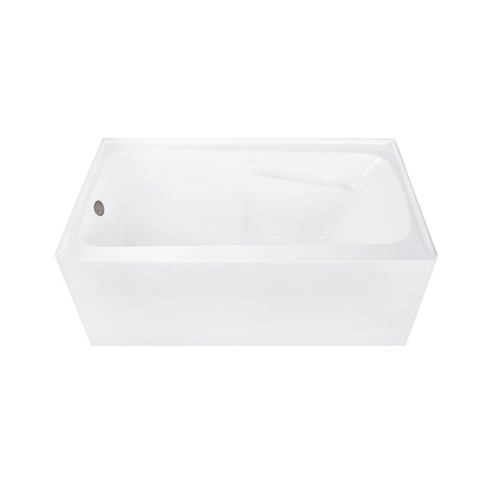 Aqua Eden CVTAP543023L5 54" Acrylic Rectangular 3-Wall Alcove Tub Combo with Armrests, Left Drain, Glossy White/Oil Rubbed Bronze