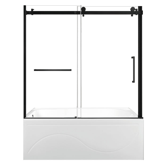 Kingston Brass KVTAP603216L0 60" Acrylic Rectangular 3-Wall Anti-Skid Alcove Tub Combo with Tub Door (Left Hand Drain), White/Matte Black