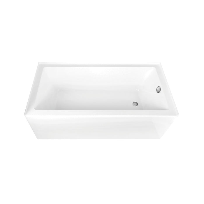 Aqua Eden CVTAP663222R8 66" Acrylic Rectangular 3-Wall Alcove Tub Combo with Waste and Overflow Drain (Right Hand Drain), Glossy White/Brushed Nickel