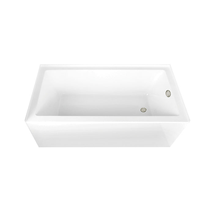 Aqua Eden CVTAP663222R6 66" Acrylic Rectangular 3-Wall Alcove Tub Combo with Waste and Overflow Drain (Right Hand Drain), Glossy White/Polished Nickel