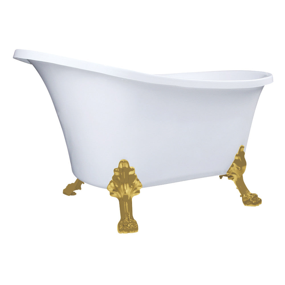 Aqua Eden VTND512824WAC7 51" Acrylic Oval Double Slipper Clawfoot Tub (No Faucet Drillings), Glossy White/Brushed Brass