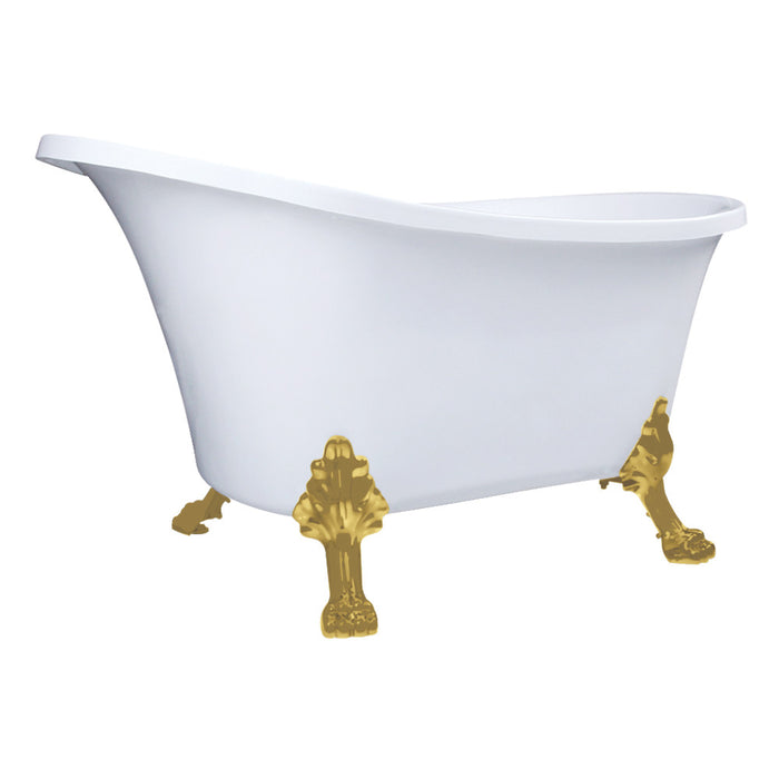 Aqua Eden VTND512824WAC7 51" Acrylic Oval Double Slipper Clawfoot Tub (No Faucet Drillings), Glossy White/Brushed Brass