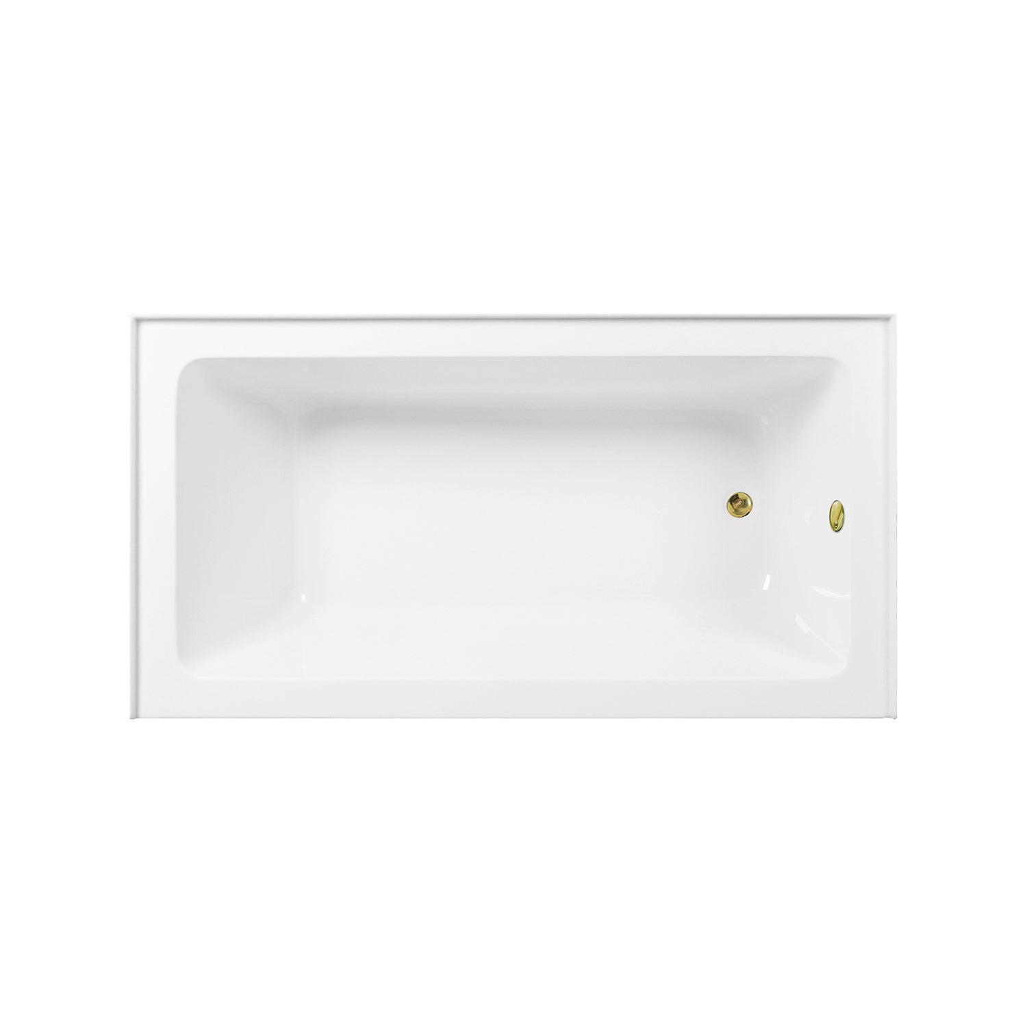 Aqua Eden CVTAP603222R2 60" Acrylic Rectangular 3-Wall Alcove Tub Combo with Waste and Overflow Drain (Right Hand Drain), Glossy White/Polished Brass