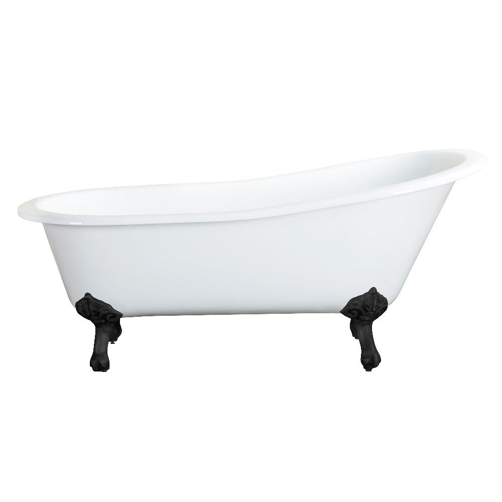 Aqua Eden VCTND673122ZB0 67" Cast Iron Oval Single Slipper Clawfoot Tub (No Faucet Drillings), White/Matte Black
