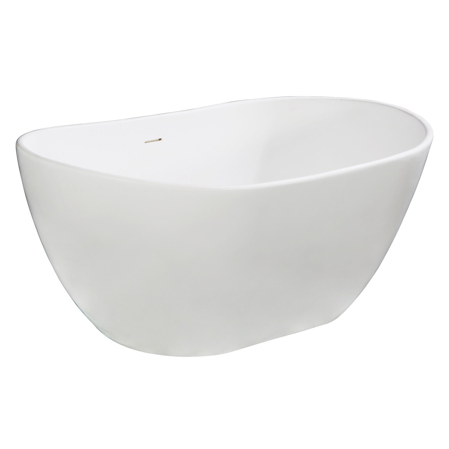 Kingston Brass KRTRS5732137AL 57" Solid Surface Oval Double Slipper Freestanding Tub with Faucet Combo and Drain, Brushed Brass