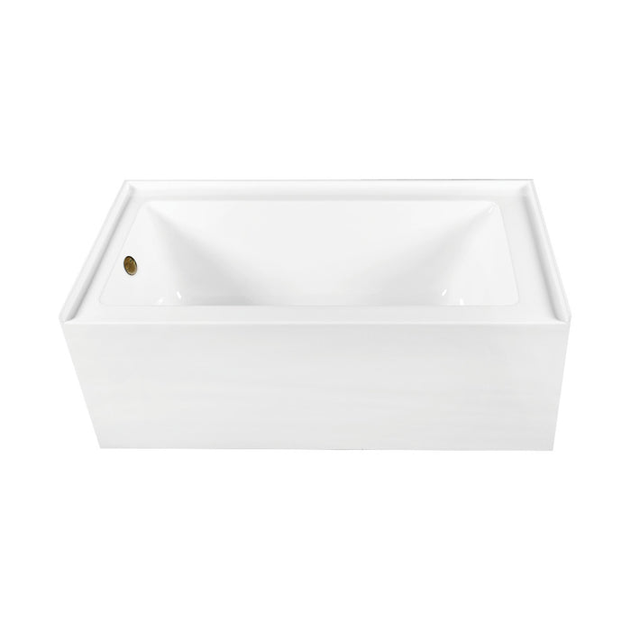 Aqua Eden CVTDE603122L3 60" Acrylic Rectangular 3-Wall Alcove Tub Combo with Waste and Overflow Drain (Left Hand Drain), Glossy White/Antique Brass