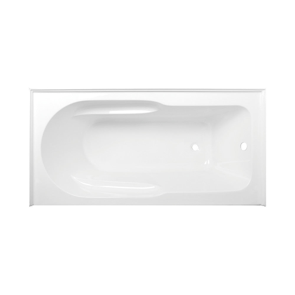 Aqua Eden VTAP603022R 60" Acrylic Rectangular 3-Wall Alcove Tub with Anti Skid and Right Hand Drain Hole, Glossy White