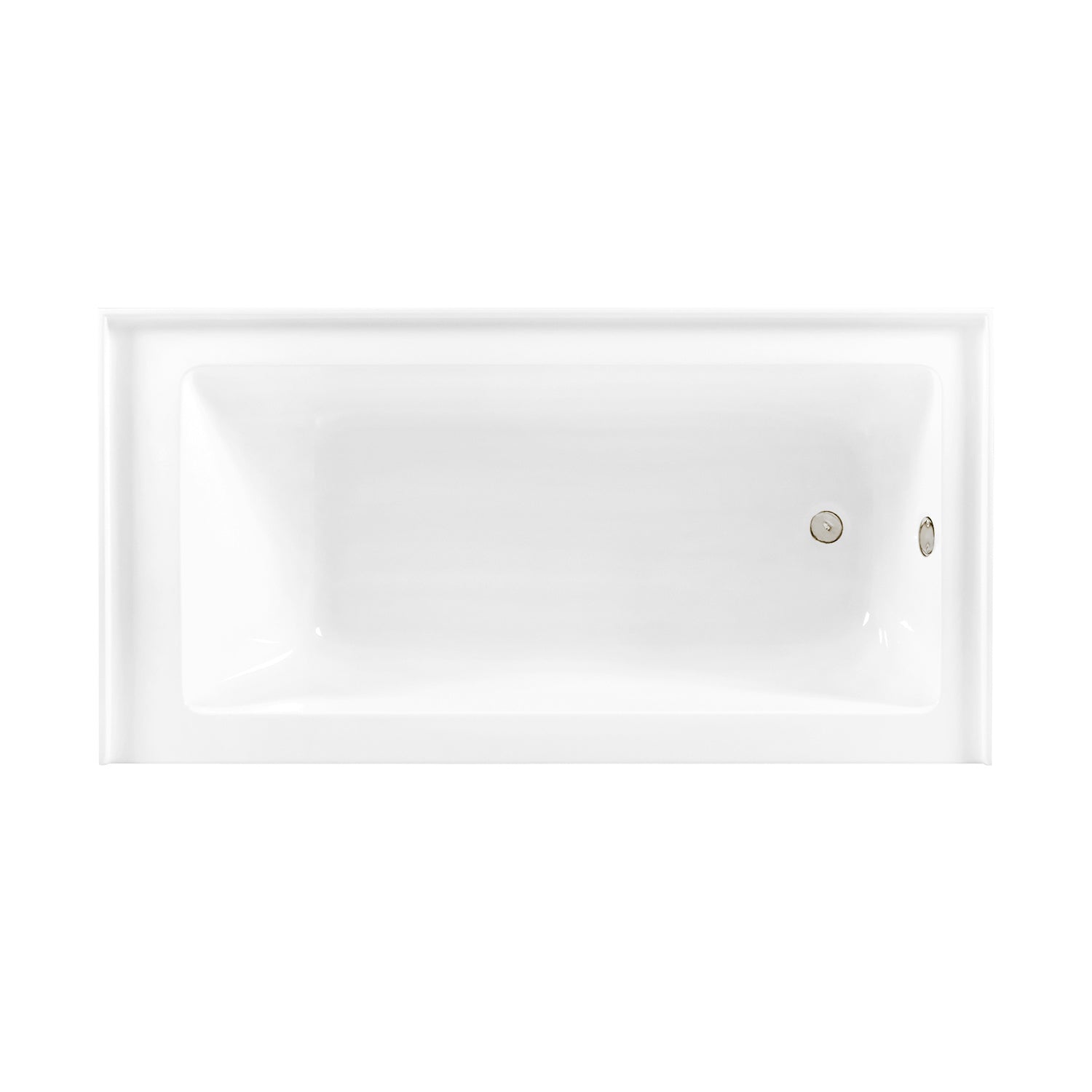 Aqua Eden CVTDE603122R6 60" Acrylic Rectangular 3-Wall Alcove Tub Combo with Waste and Overflow Drain (Right Hand Drain), Glossy White/Polished Nickel
