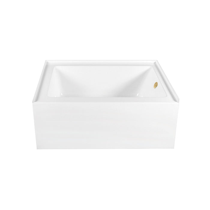 Aqua Eden CVTAP603222R2 60" Acrylic Rectangular 3-Wall Alcove Tub Combo with Waste and Overflow Drain (Right Hand Drain), Glossy White/Polished Brass