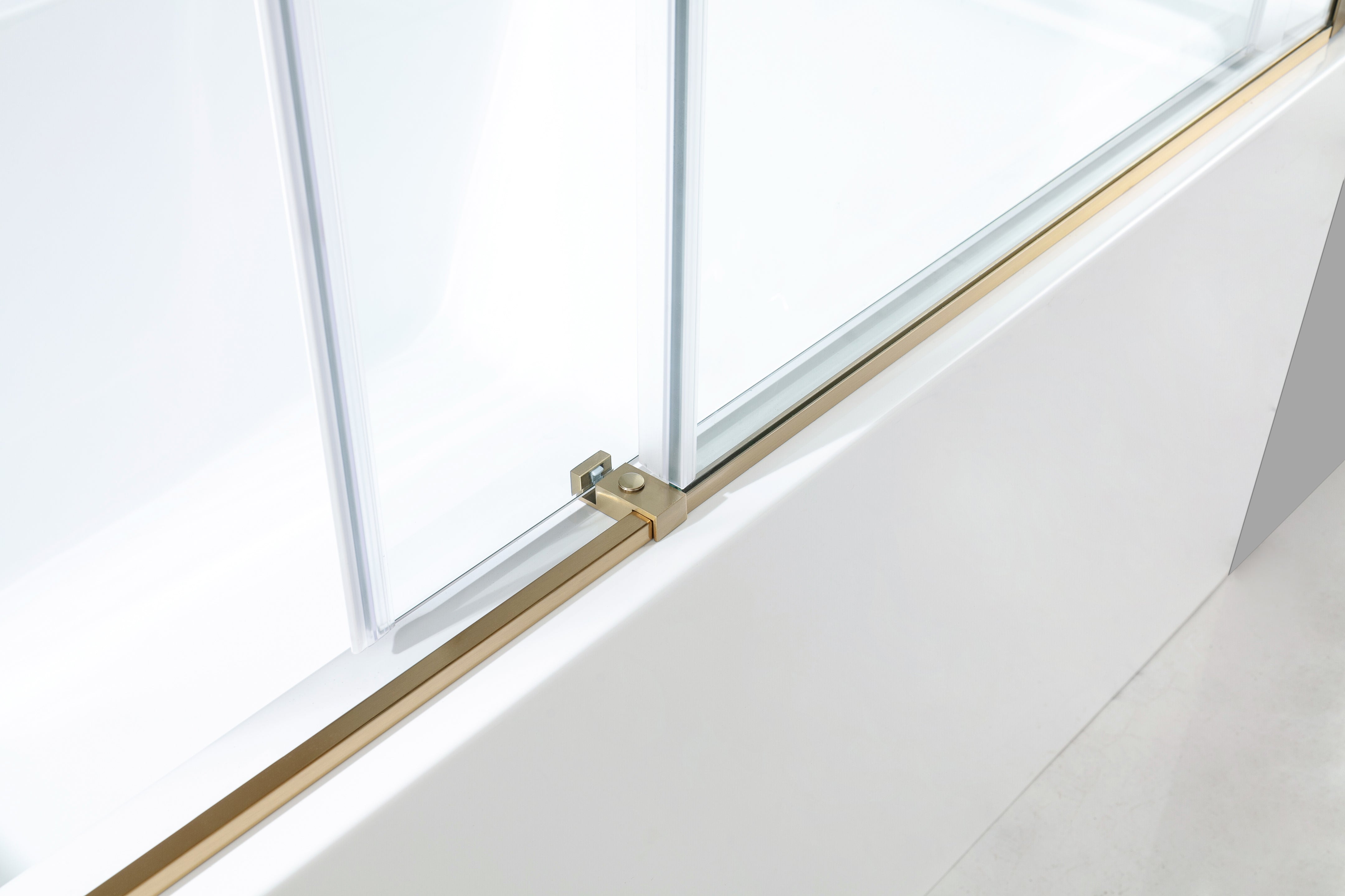 Kingston Brass KVTAM6032R22D7 60" Acrylic Rectangular 3-Wall Anti-Skid Alcove Tub Combo with Tub Door (Right Hand Drain), White/Brushed Brass
