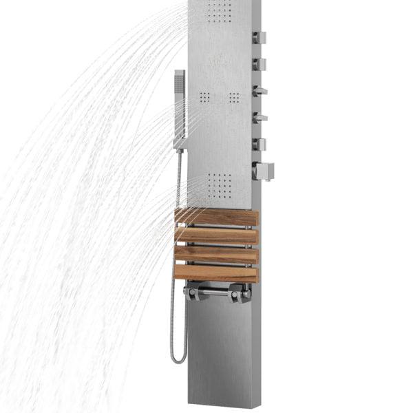 PULSE ShowerSpas Matte Brushed Stainless Steel Shower Panel - Oahu ShowerSpa - Bathroom Design Center