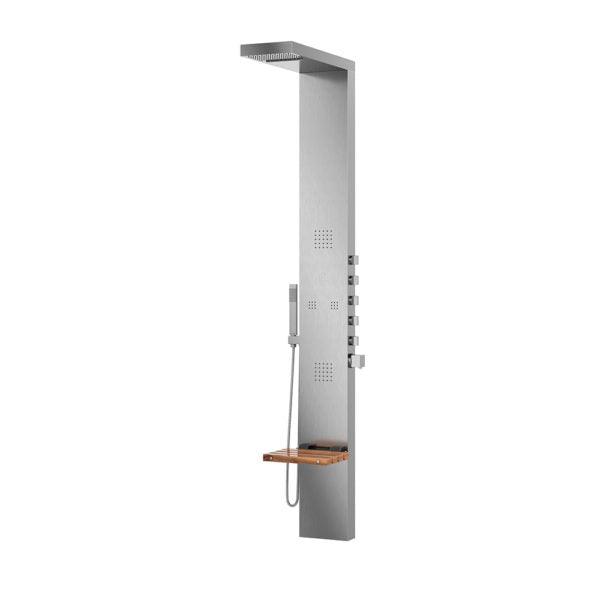 PULSE ShowerSpas Matte Brushed Stainless Steel Shower Panel - Oahu ShowerSpa - Bathroom Design Center