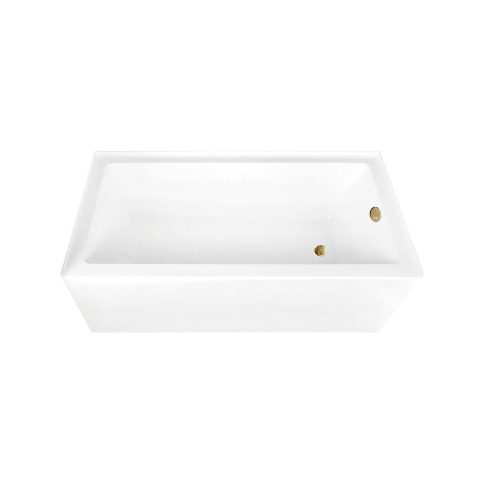 Aqua Eden CVTAP663222R7 66" Acrylic Rectangular 3-Wall Alcove Tub Combo with Waste and Overflow Drain (Right Hand Drain), Glossy White/Brushed Brass