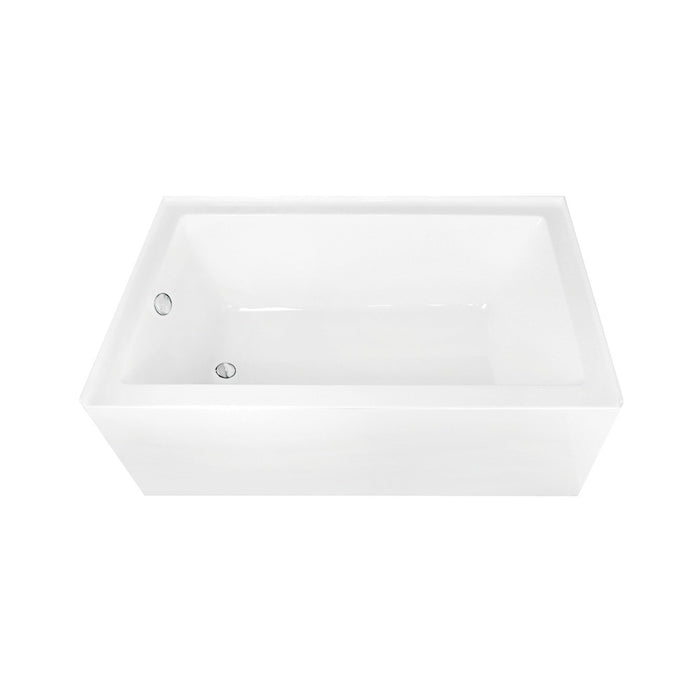 Aqua Eden CVTAP603622L1 60" Acrylic Rectangular 3-Wall Alcove Tub Combo with Waste and Overflow Drain (Left Hand Drain), Glossy White/Polished Chrome