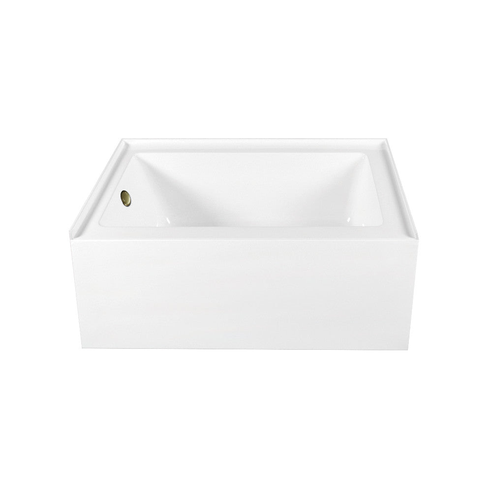 Aqua Eden CVTAP603222L3 60" Acrylic Rectangular 3-Wall Alcove Tub Combo with Waste and Overflow Drain (Left Hand Drain), Glossy White/Antique Brass