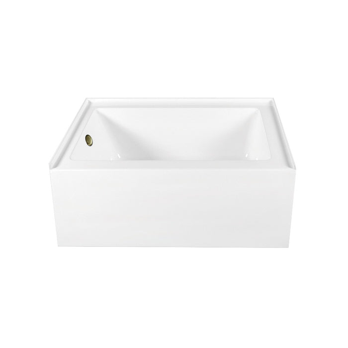 Aqua Eden CVTAP603222L3 60" Acrylic Rectangular 3-Wall Alcove Tub Combo with Waste and Overflow Drain (Left Hand Drain), Glossy White/Antique Brass