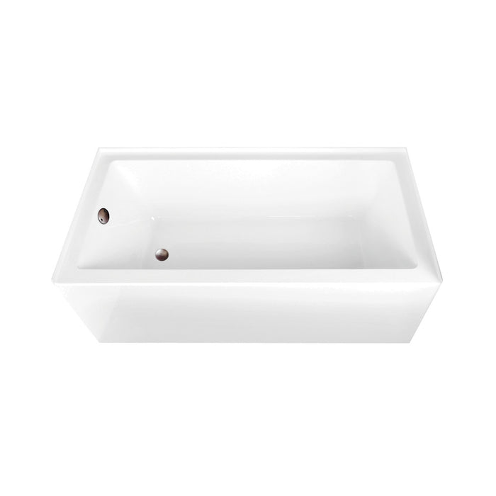 Aqua Eden CVTAP663222L5 66" Acrylic Rectangular 3-Wall Alcove Tub Combo with Left Drain, Glossy White/Oil Rubbed Bronze