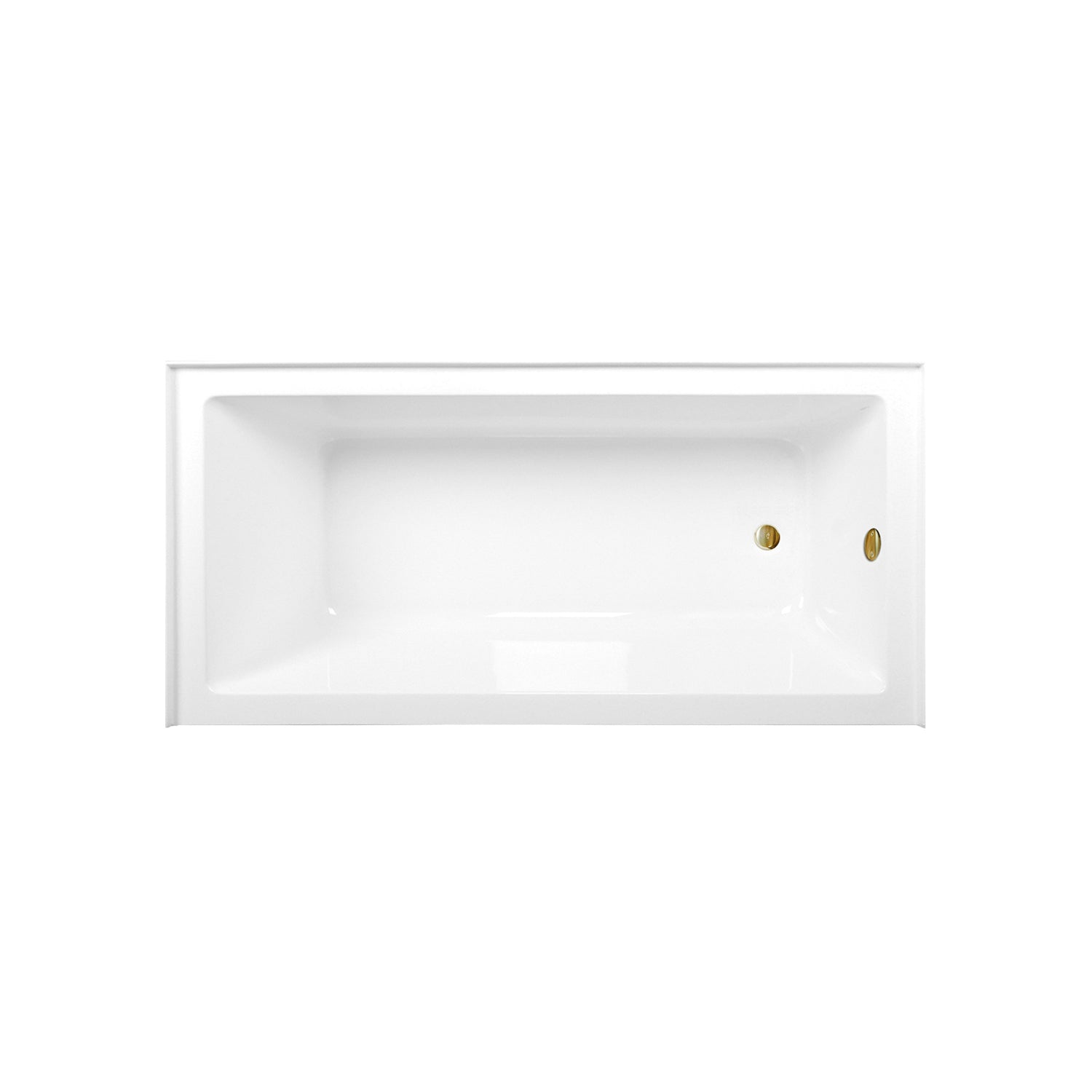 Aqua Eden CVTAP663222R7 66" Acrylic Rectangular 3-Wall Alcove Tub Combo with Waste and Overflow Drain (Right Hand Drain), Glossy White/Brushed Brass