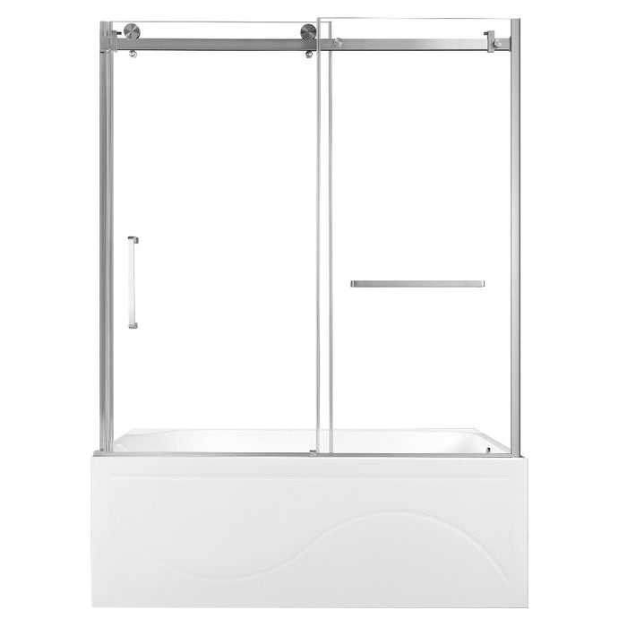 Kingston Brass KVTAP603216R8 60" Acrylic Rectangular 3-Wall Anti-Skid Alcove Tub Combo with Tub Door (Right Hand Drain), White/Brushed Nickel