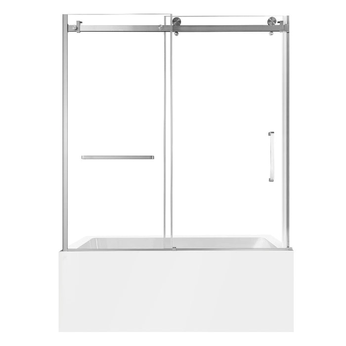Kingston Brass KVTAP603222L8 60" Acrylic Rectangular 3-Wall Alcove Tub Combo with Tub Door (Left Hand Drain), White/Brushed Nickel