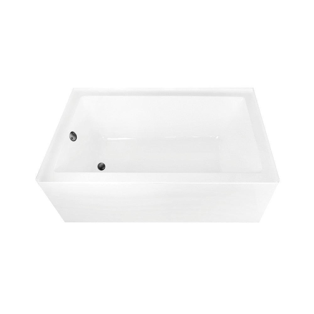 Aqua Eden CVTAP603622L0 60" Acrylic Rectangular 3-Wall Alcove Tub Combo with Waste and Overflow Drain (Left Hand Drain), Glossy White/Matte Black