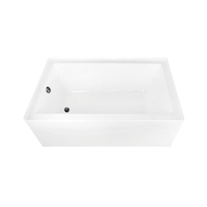 Aqua Eden CVTAP603622L0 60" Acrylic Rectangular 3-Wall Alcove Tub Combo with Waste and Overflow Drain (Left Hand Drain), Glossy White/Matte Black