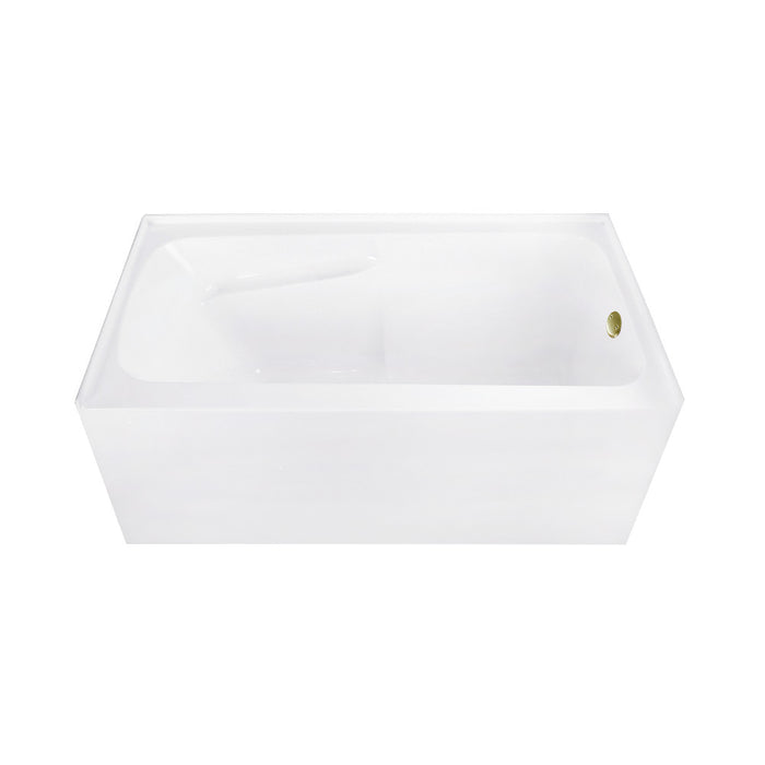Aqua Eden CVTAP543023R3 54" Acrylic Rectangular 3-Wall Alcove Tub Combo with Armrests, Right Drain, Glossy White/Antique Brass