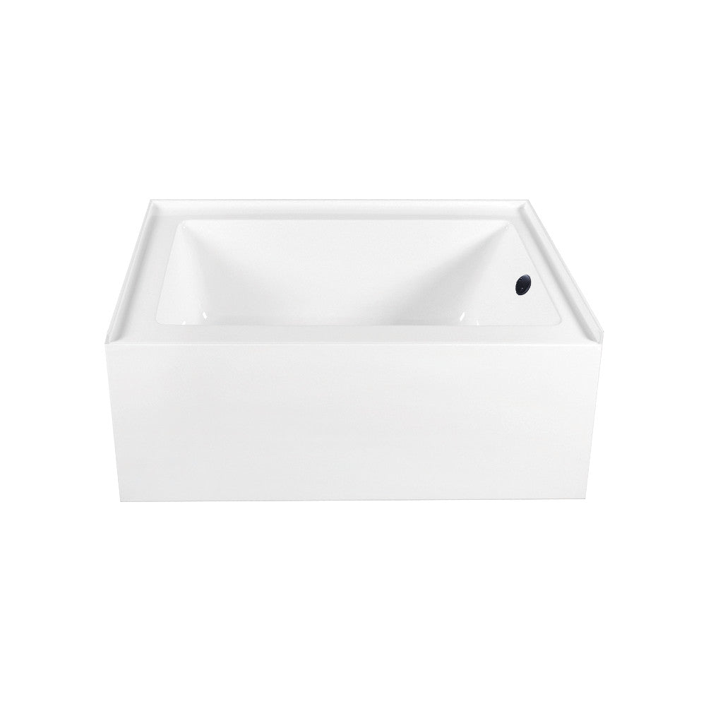 Aqua Eden CVTAP603222R0 60" Acrylic Rectangular 3-Wall Alcove Tub Combo with Waste and Overflow Drain (Right Hand Drain), Glossy White/Matte Black