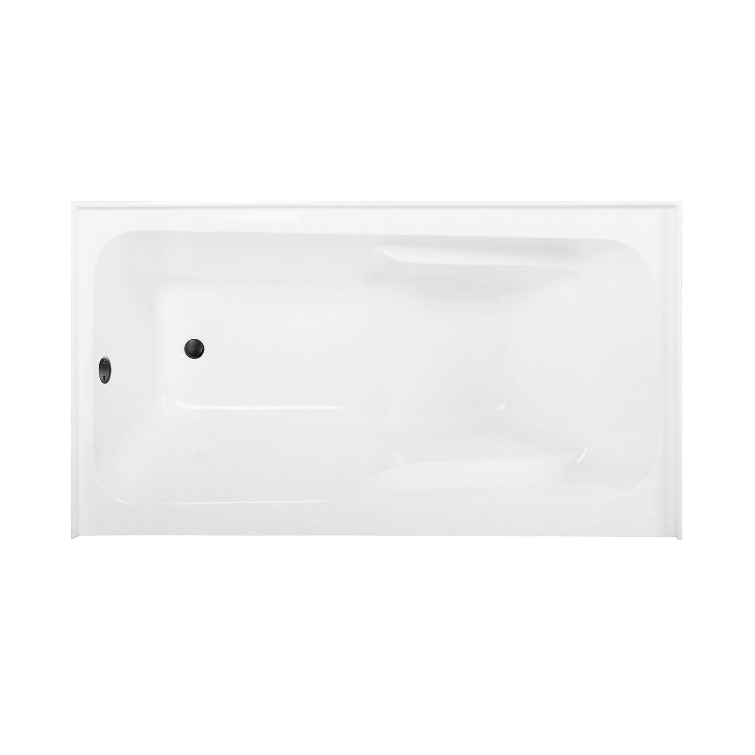 Aqua Eden CVTAP543023L0 54" Acrylic Rectangular 3-Wall Alcove Tub Combo with Armrests and Waste and Overflow Drain (Left Hand Drain), Glossy White/Matte Black