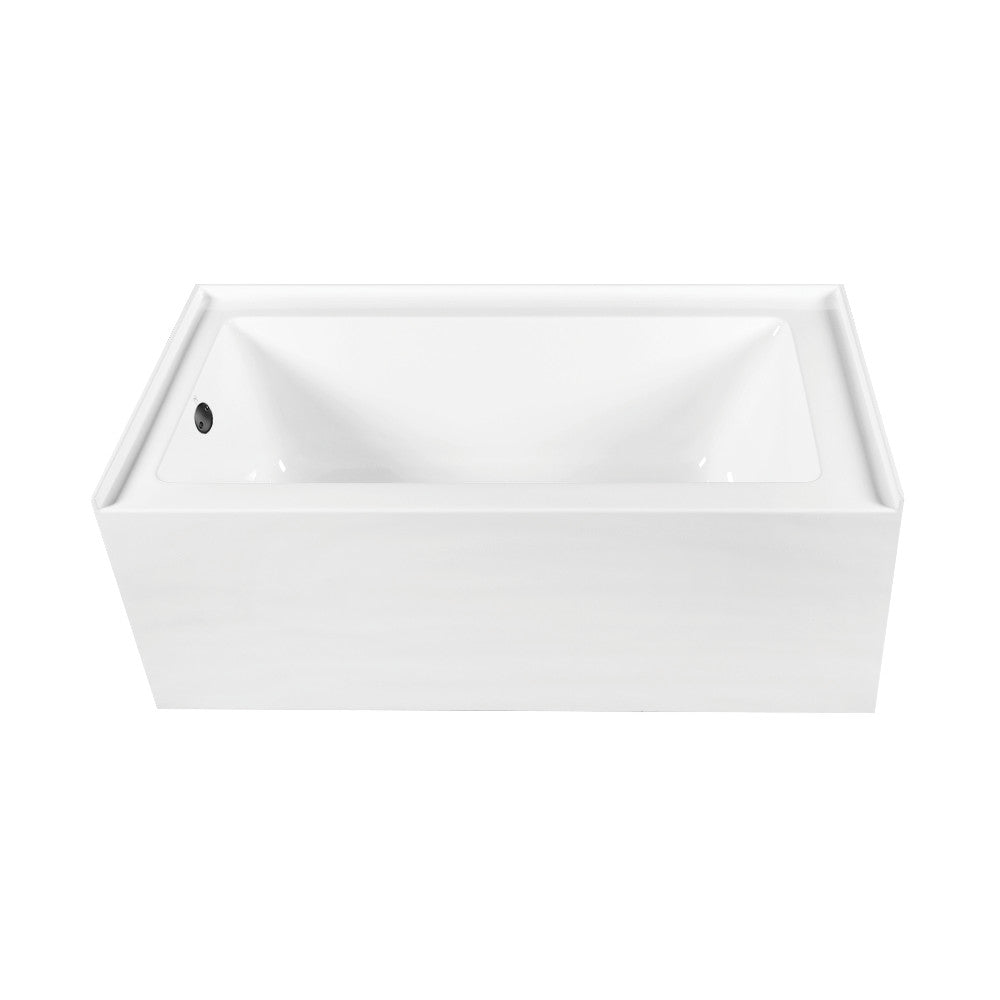 Aqua Eden CVTDE603122L0 60" Acrylic Rectangular 3-Wall Alcove Tub Combo with Waste and Overflow Drain (Left Hand Drain), Glossy White/Matte Black