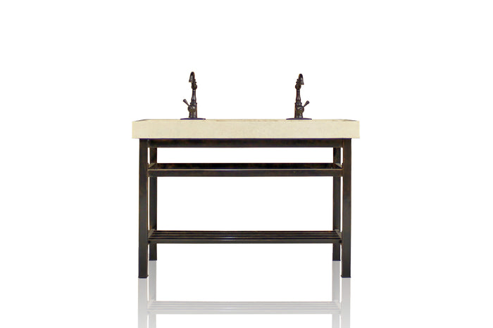 WatermarkFixtures Oil Rubbed Bronze Stainless Steel 49 Inch Travertine Countertop Open Shelf Console Package