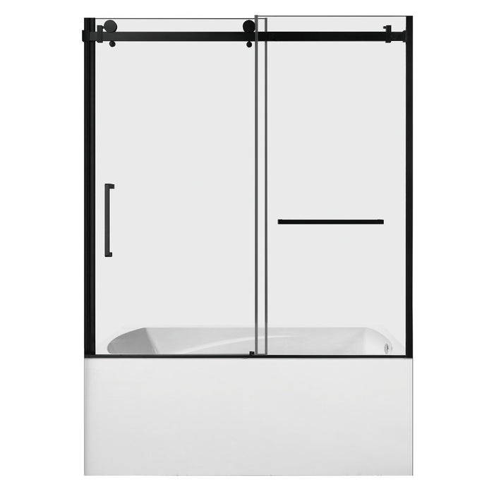 Kingston Brass KVTAM6032R210 60" Acrylic Rectangular 3-Wall Alcove Tub Combo with Tub Door (Right Hand Drain), White/Matte Black