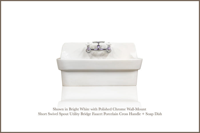 WatermarkFixtures Vintage Style High Back Farm Sink Original Porcelain Finish Apron Kitchen Utility Sink Kitchen SInk