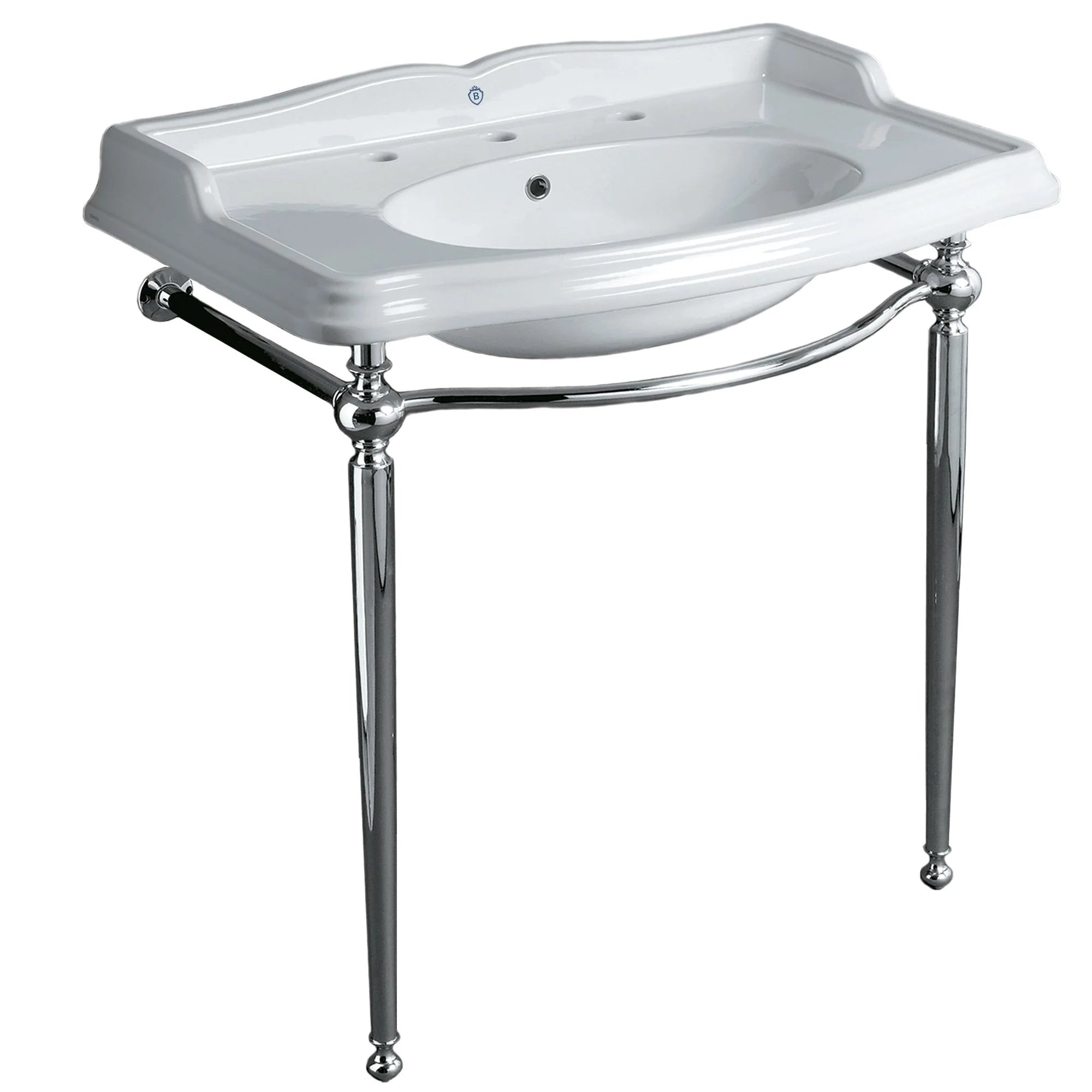 WHITEHAUS Britannia Large Rectangular Sink Console With Front Towel Bar - Bathroom Design Center