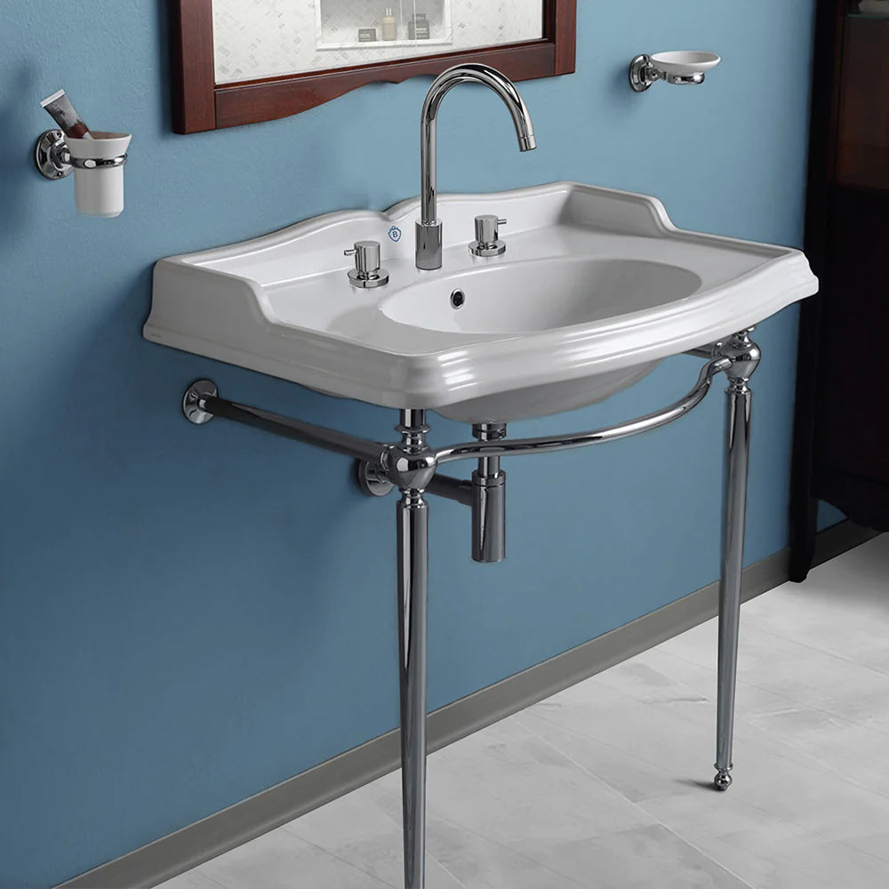 WHITEHAUS Britannia Large Rectangular Sink Console With Front Towel Bar - Bathroom Design Center