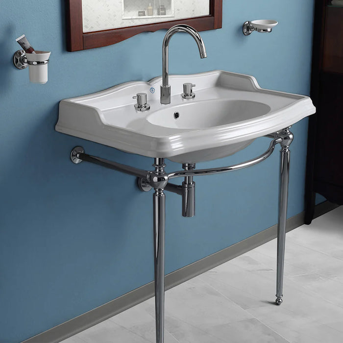 WHITEHAUS Britannia Large Rectangular Sink Console With Front Towel Bar