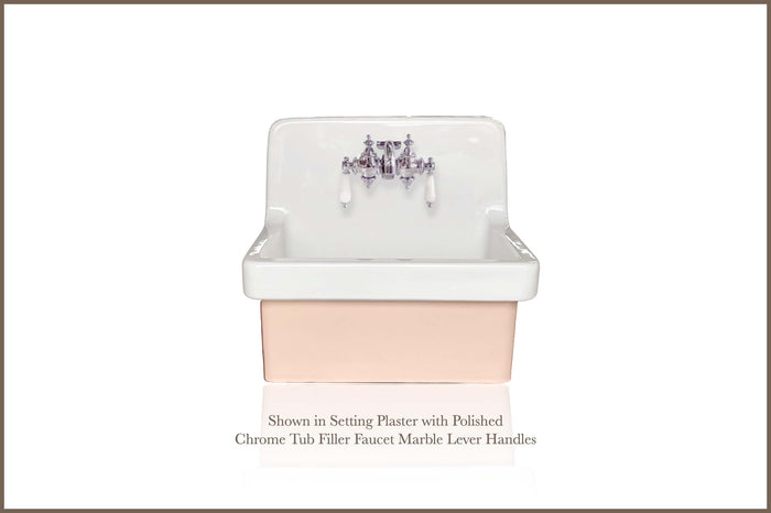 WatermarkFixtures Customizable Coupe D'Carre Small Wall Mount High Back Vitreous China Farm Bath Sink