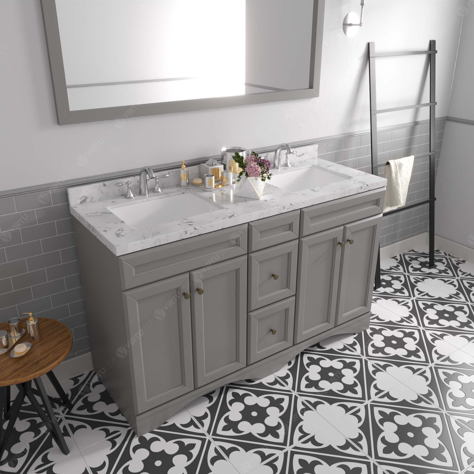 Virtu USA Talisa 60" Double Bath Vanity in Gray (multiple options)