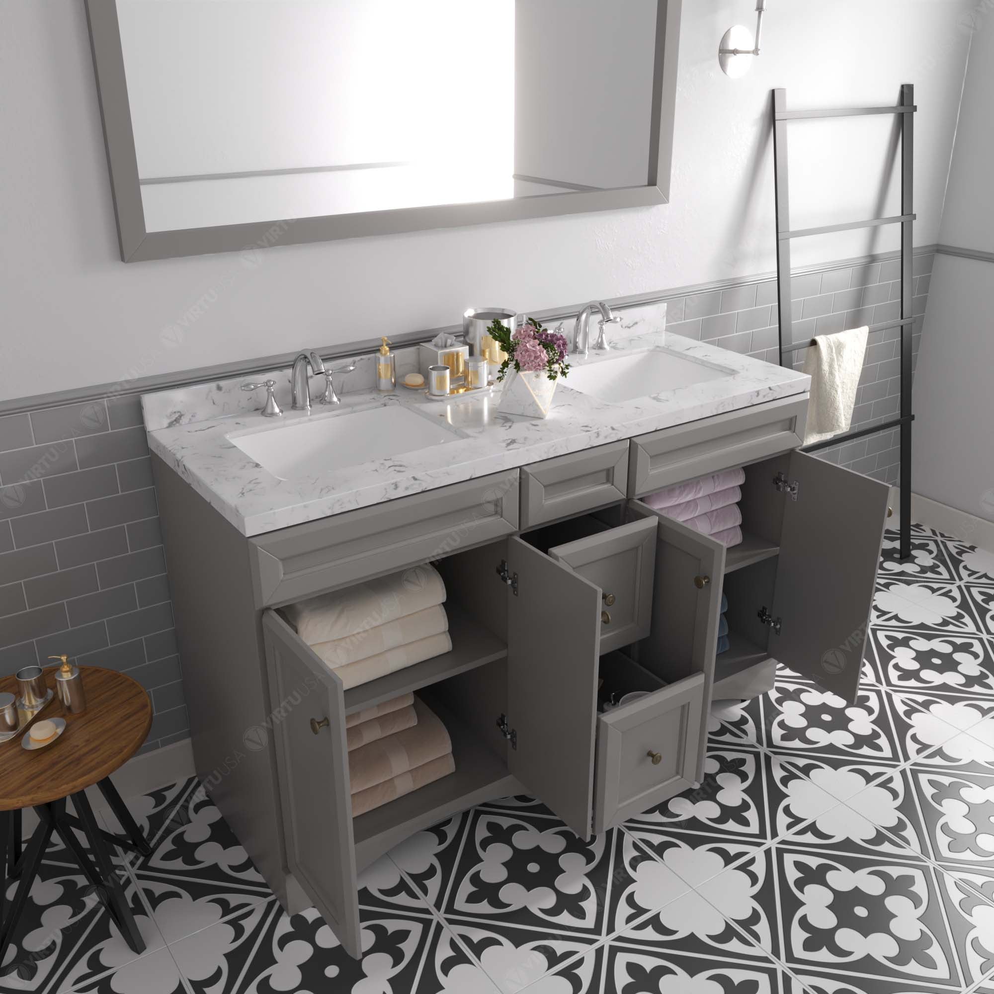 Virtu USA Talisa 60" Double Bath Vanity in Gray (multiple options)