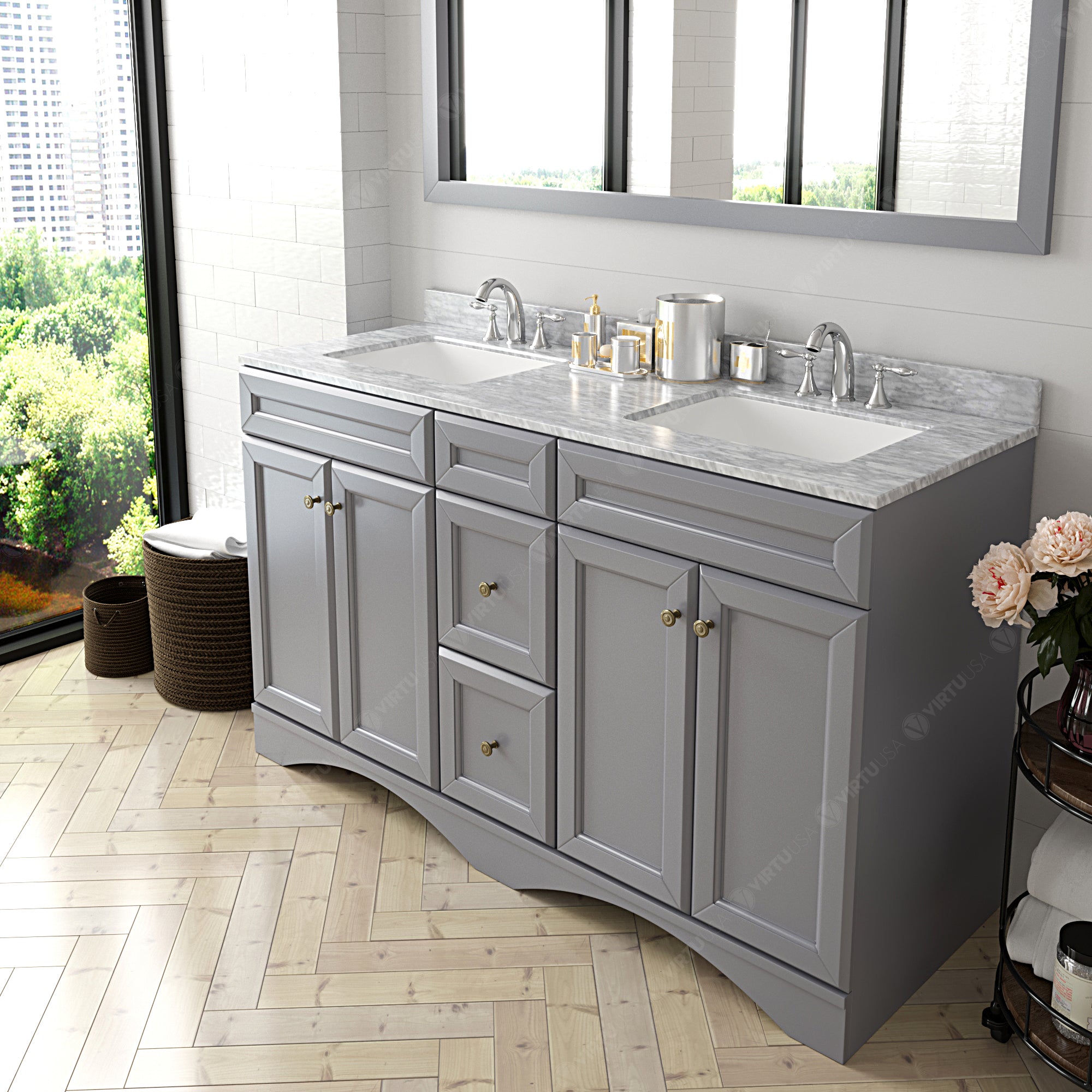 Virtu USA Talisa 60" Double Bath Vanity in Gray (multiple options)
