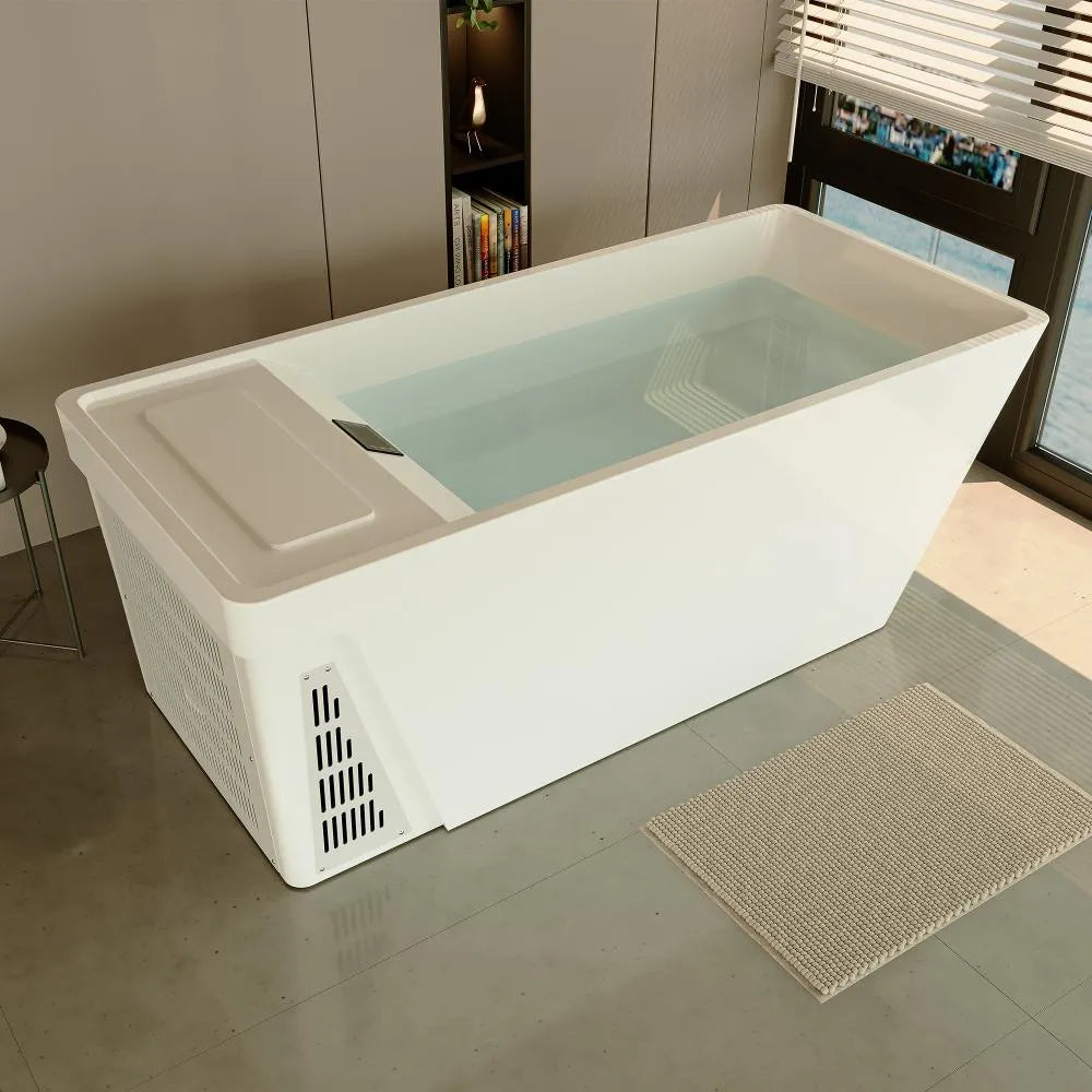 Empava 79CLF02 Cryo Nova 79" Cold Plunge White Acrylic Rectangle Freestanding Soaking Tub